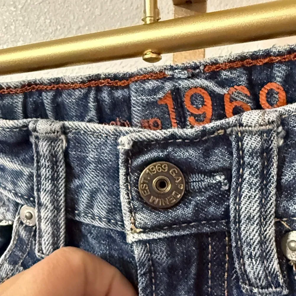 GAP Men's Blue Distressed Jeans with Skull Patch